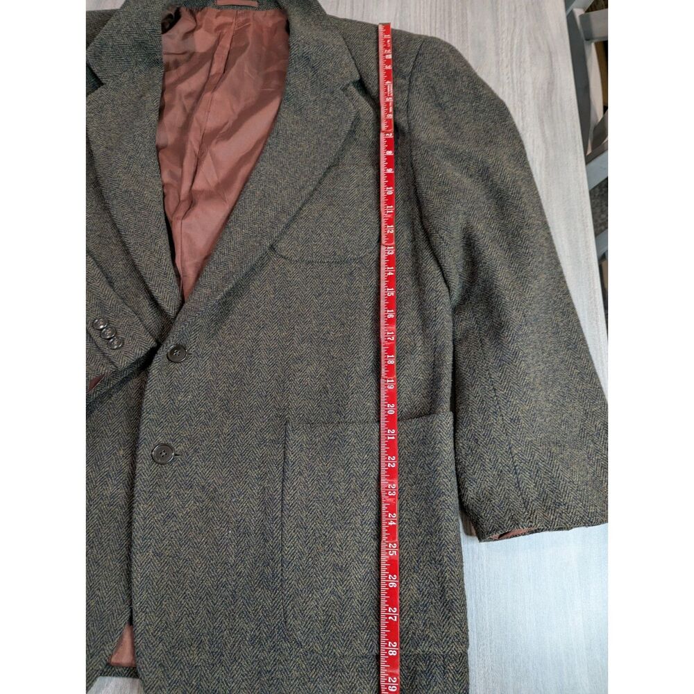Vintage L'Homme Mens Grey Brown Wool Cashmere Tweed Blazer Sport Coat Sz L - Picture 3 of 12